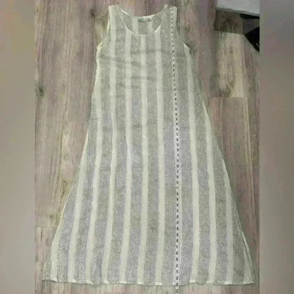 Vintage Dia Women’s Maxi Swim Cover Sheer White Silver Stripe Size M - Picture 4 of 10